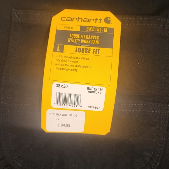 Carhartt Loose Fit (Unlined) Utility Pants Black Size 38" Waist 30" Inseam - Picture 6 of 11